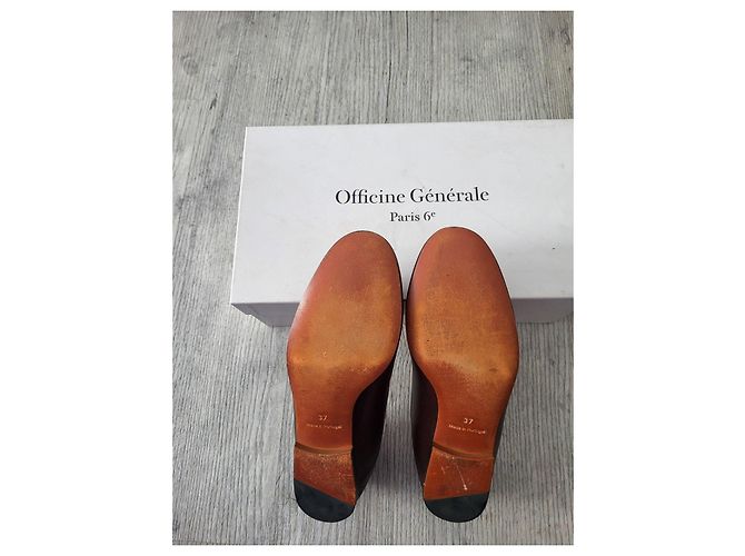Autre Marque Officine Générale Mocassini in pelle bordeaux Marrone scuro - vista 2