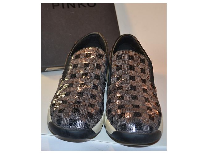 Sneakers Pinko con paillettes Nero Argento - vista 2