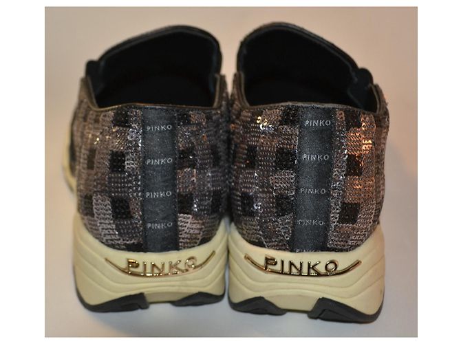 Sneakers Pinko con paillettes Nero Argento - vista 3