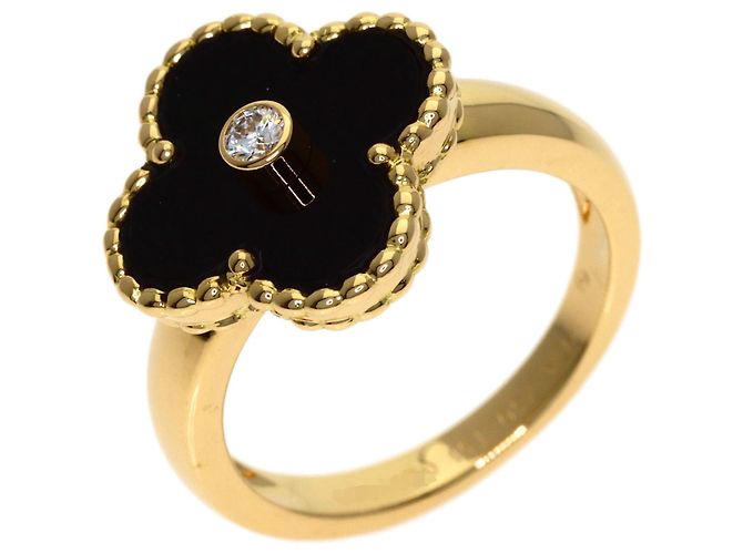 Van Cleef & Arpels Vintage Alhambra Ring Diamanten und Onyx - Ansicht 2