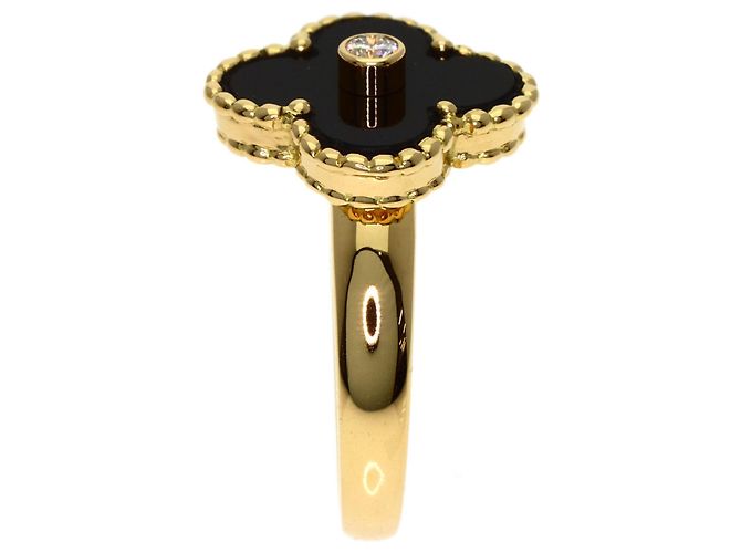 Van Cleef & Arpels Vintage Alhambra Ring Diamanten und Onyx - Ansicht 3