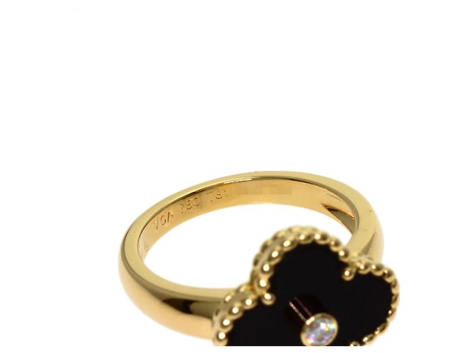 Van Cleef & Arpels Vintage Alhambra Ring Diamanten und Onyx - Ansicht 5