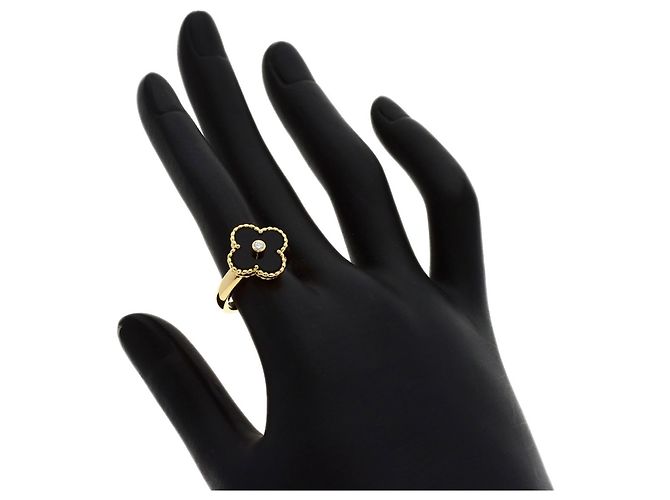 Van Cleef & Arpels Vintage Alhambra Ring Diamanten und Onyx - Ansicht 6