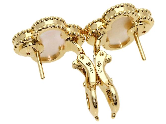 Van Cleef & Arpels Vintage Alhambra Ohrringe aus Perlmutt - Ansicht 4