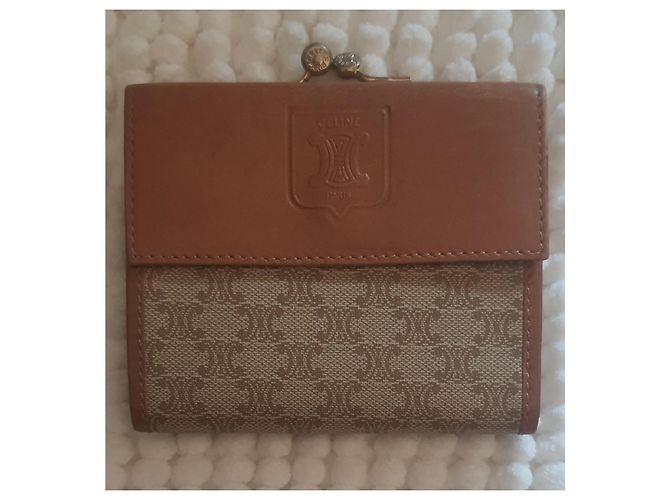 Céline Celine Triomphe Canvas and Leather Wallet Brown Monogram - view 2