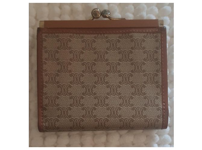 Céline Celine Triomphe Canvas and Leather Wallet Brown Monogram - view 3