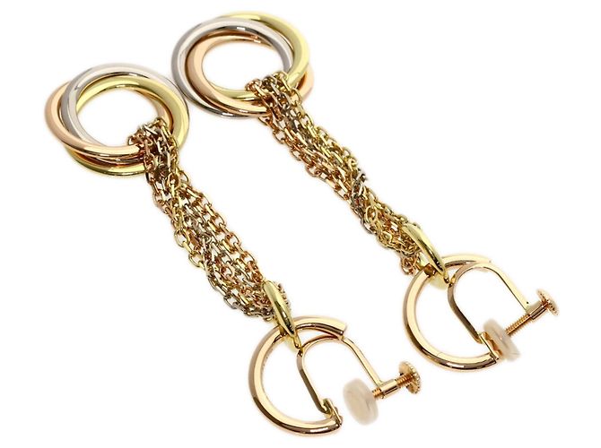 Orecchini lunghi Cartier Trinity in oro 18K - vista 2
