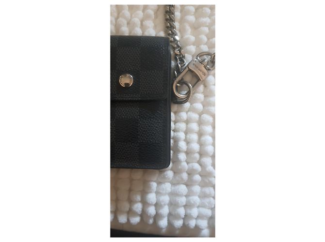 Cartera Louis Vuitton Damier Graphite Canvas con cadena Negro - vista 12
