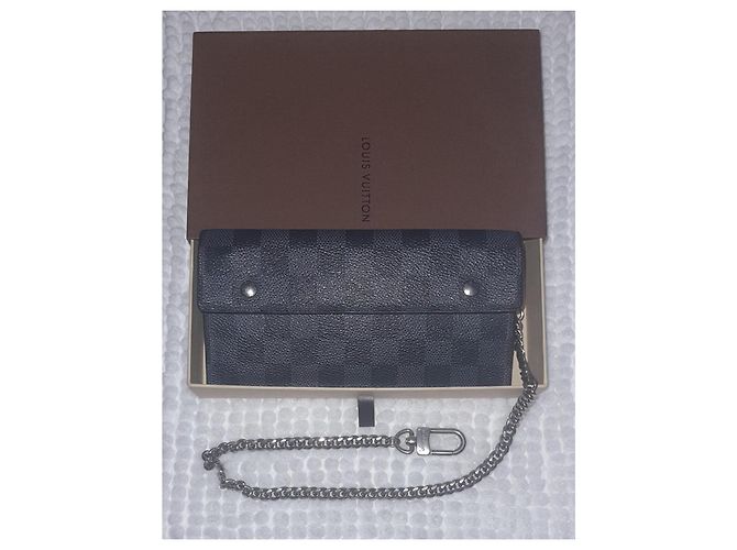 Cartera Louis Vuitton Damier Graphite Canvas con cadena Negro - vista 2