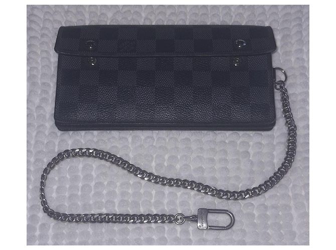Cartera Louis Vuitton Damier Graphite Canvas con cadena Negro - vista 3