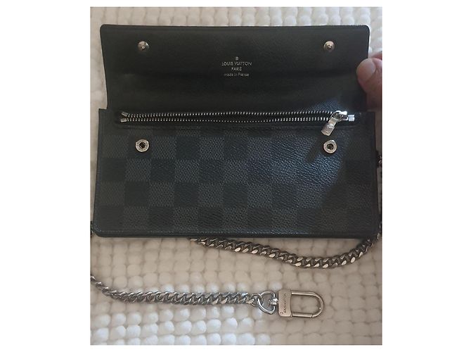 Cartera Louis Vuitton Damier Graphite Canvas con cadena Negro - vista 5