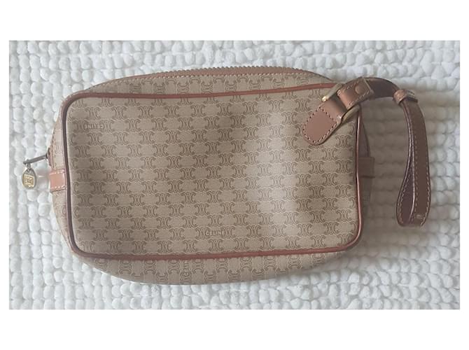 Céline Beauty case Celine Triomphe Canvas Marrone Beige - vista 2