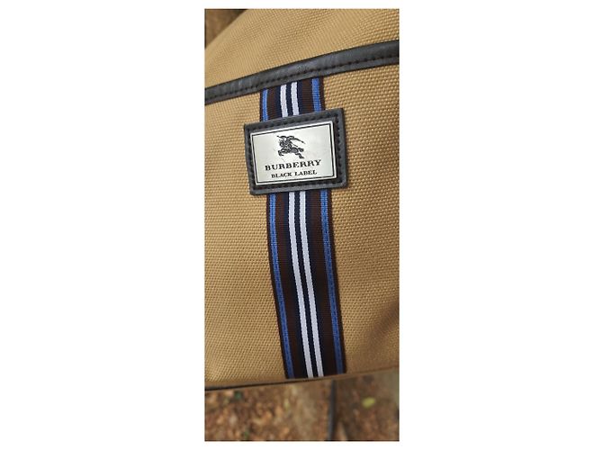 Borsa a tracolla Burberry Black Label in tela Marrone Bianco Blu Beige - vista 12
