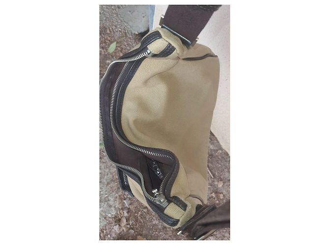 Borsa a tracolla Burberry Black Label in tela Marrone Bianco Blu Beige - vista 19