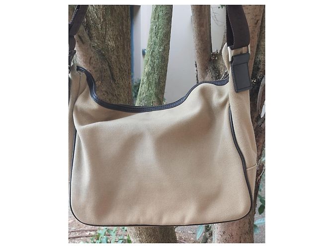 Borsa a tracolla Burberry Black Label in tela Marrone Bianco Blu Beige - vista 2