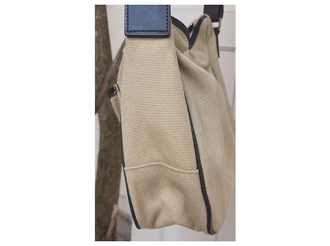 Borsa a tracolla Burberry Black Label in tela Marrone Bianco Blu Beige - vista 4