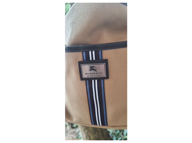 Borsa a tracolla Burberry Black Label in tela Marrone Bianco Blu Beige - vista 5