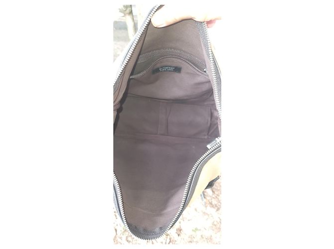 Borsa a tracolla Burberry Black Label in tela Marrone Bianco Blu Beige - vista 8