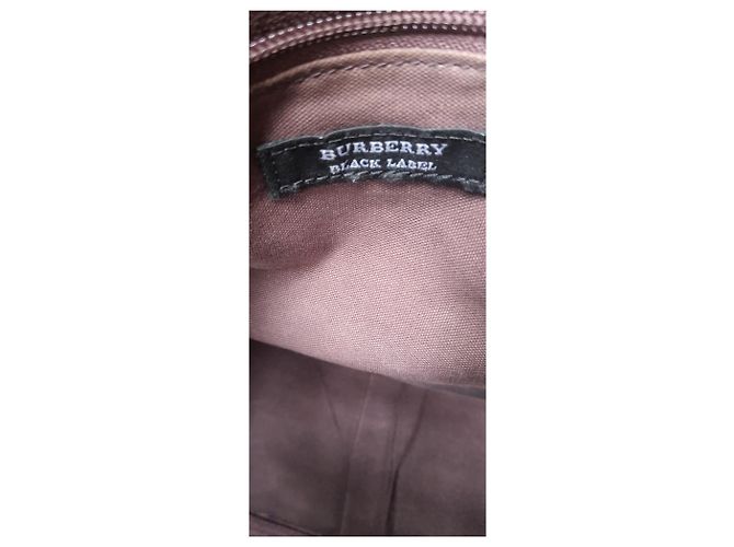 Borsa a tracolla Burberry Black Label in tela Marrone Bianco Blu Beige - vista 9