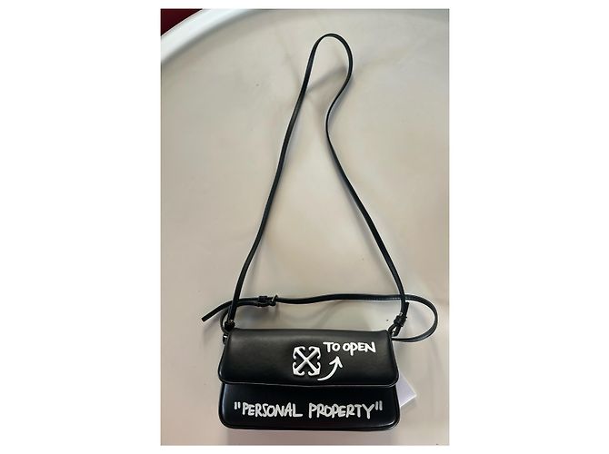 Off White Borsa Off-White Jitney Shoulder 0.7 Quote Nero Bianco - vista 11