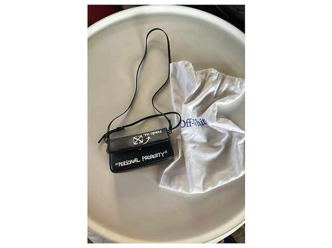 Off White Borsa Off-White Jitney Shoulder 0.7 Quote Nero Bianco - vista 14