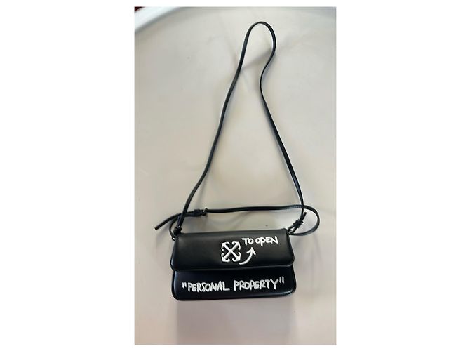 Off White Borsa Off-White Jitney Shoulder 0.7 Quote Nero Bianco - vista 2