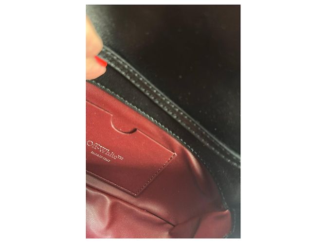 Off White Borsa Off-White Jitney Shoulder 0.7 Quote Nero Bianco - vista 3