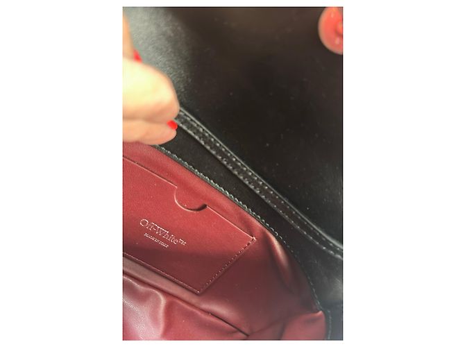 Off White Borsa Off-White Jitney Shoulder 0.7 Quote Nero Bianco - vista 4