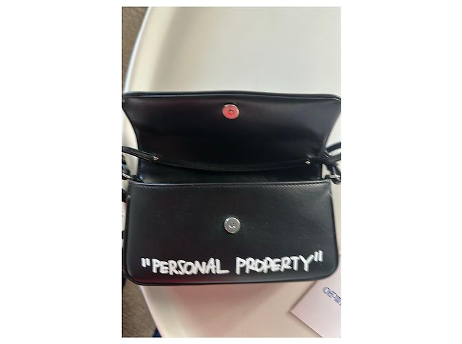 Off White Borsa Off-White Jitney Shoulder 0.7 Quote Nero Bianco - vista 5