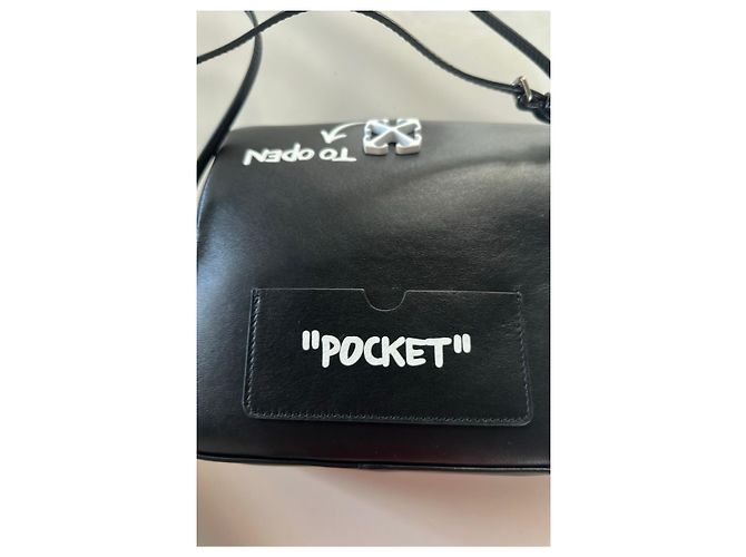 Off White Borsa Off-White Jitney Shoulder 0.7 Quote Nero Bianco - vista 8