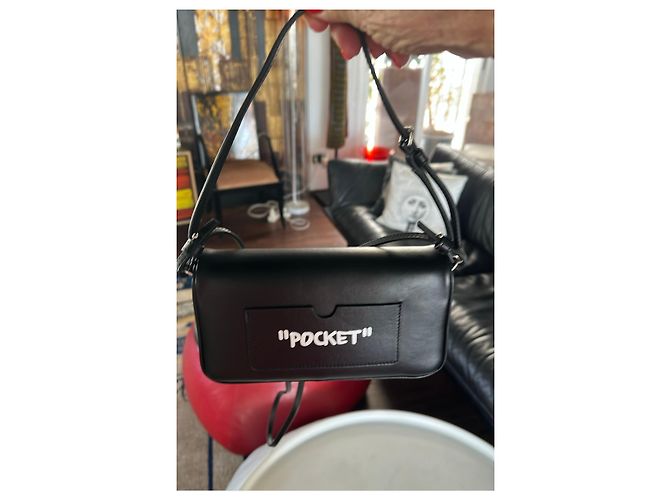 Off White Borsa Off-White Jitney Shoulder 0.7 Quote Nero Bianco - vista 9