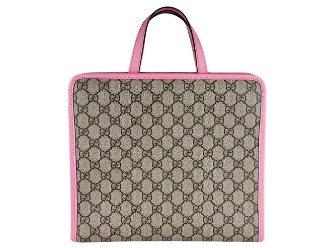 Borsa Gucci GG Supreme Canvas Marrone Rosa - vista 4