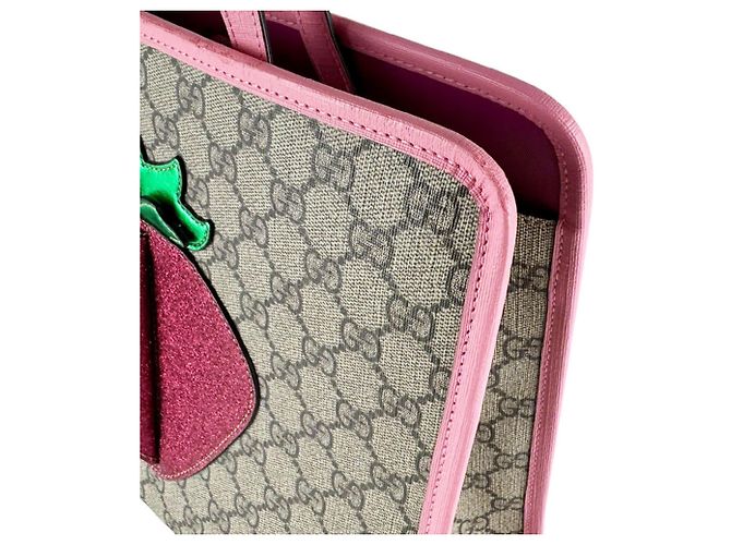 Borsa Gucci GG Supreme Canvas Marrone Rosa - vista 6