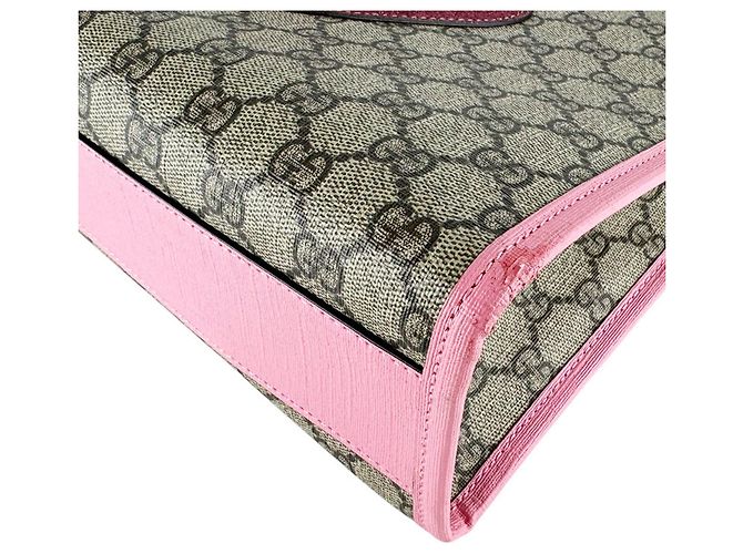 Borsa Gucci GG Supreme Canvas Marrone Rosa - vista 8
