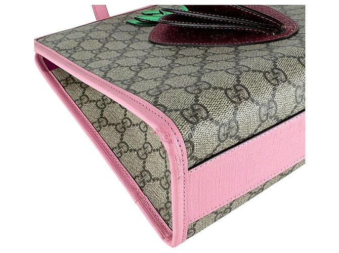 Borsa Gucci GG Supreme Canvas Marrone Rosa - vista 9