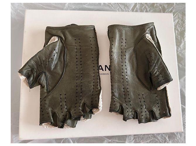 Guanti da guida Chanel Beige Verde scuro - vista 3