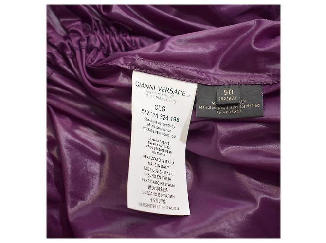 Medusa Trench Impermeabile con Cappuccio in Nylon Viola VERSACE Giacca Windbreaker Lunga 50 Porpora - vista 10