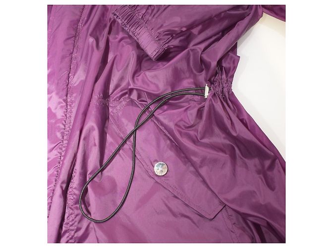 Medusa Trench Impermeabile con Cappuccio in Nylon Viola VERSACE Giacca Windbreaker Lunga 50 Porpora - vista 11
