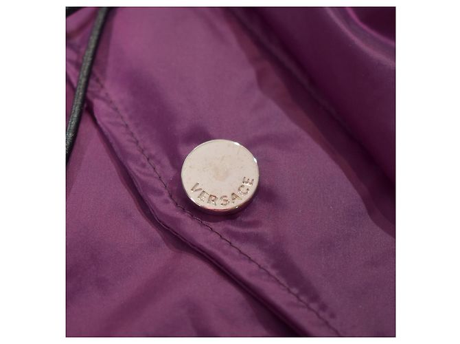 Medusa Trench Impermeabile con Cappuccio in Nylon Viola VERSACE Giacca Windbreaker Lunga 50 Porpora - vista 12