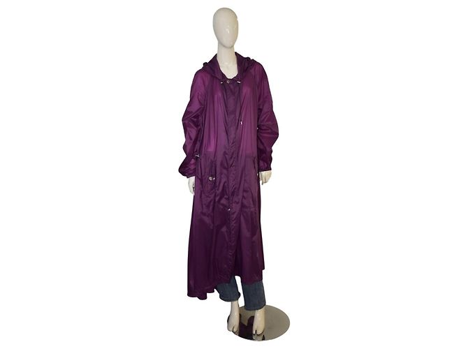 Medusa Trench Impermeabile con Cappuccio in Nylon Viola VERSACE Giacca Windbreaker Lunga 50 Porpora - vista 2