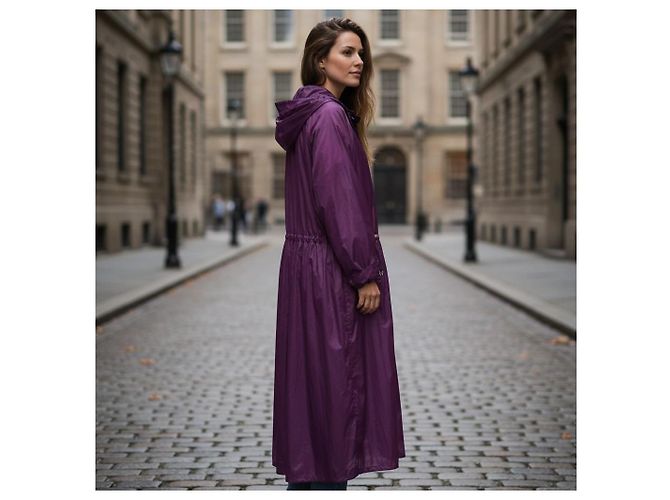 Medusa Trench Impermeabile con Cappuccio in Nylon Viola VERSACE Giacca Windbreaker Lunga 50 Porpora - vista 3