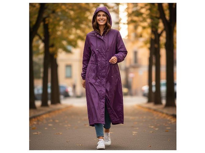 Medusa Trench Impermeabile con Cappuccio in Nylon Viola VERSACE Giacca Windbreaker Lunga 50 Porpora - vista 5