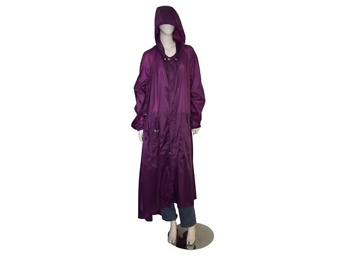 Medusa Trench Impermeabile con Cappuccio in Nylon Viola VERSACE Giacca Windbreaker Lunga 50 Porpora - vista 6