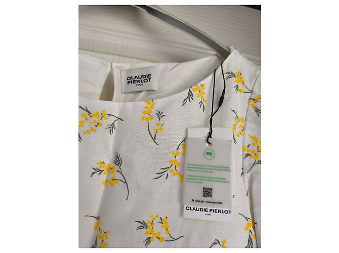 Claudie Pierlot Sommerkleid mit gelbem Blumenprint Weiß - Ansicht 3