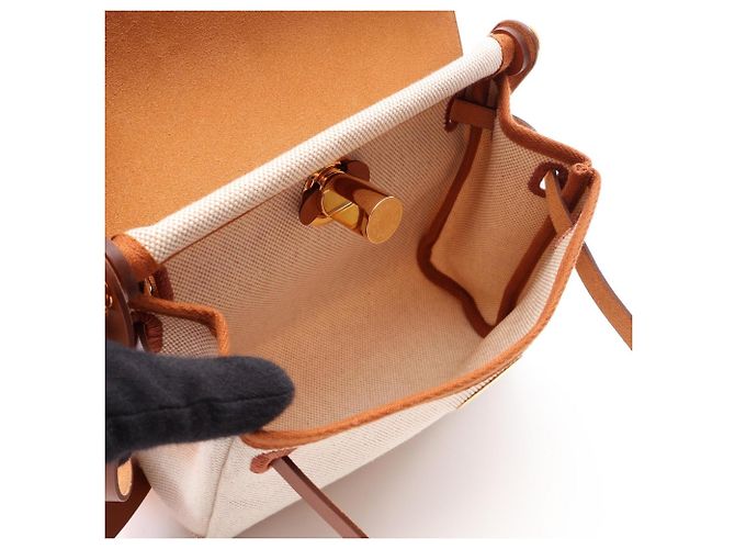 Hermès Borsa a tracolla Hermes Herbag Zip Mini Marrone Crudo - vista 3