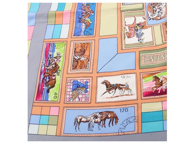 Hermès Foulard Hermes Carre 90 Correspondance Marrone Multicolore - vista 10