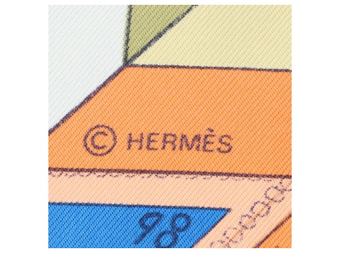 Hermès Foulard Hermes Carre 90 Correspondance Marrone Multicolore - vista 2