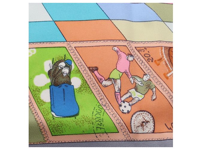 Hermès Foulard Hermes Carre 90 Correspondance Marrone Multicolore - vista 9