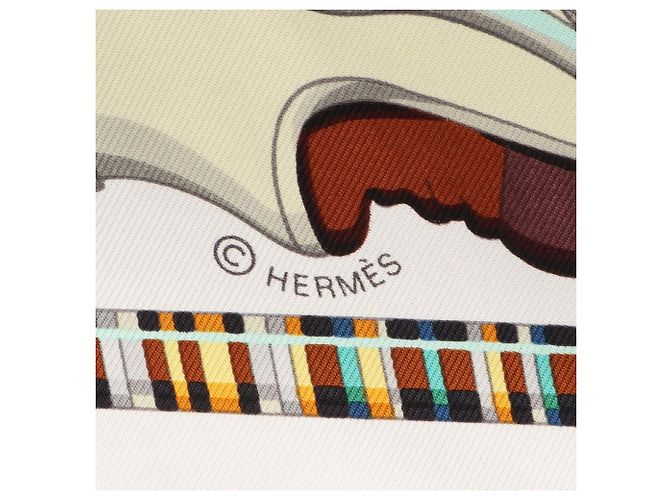 Hermès Hermes Carre 90 Les Cannes Seidentuch Weiß Mehrfarben - Ansicht 2