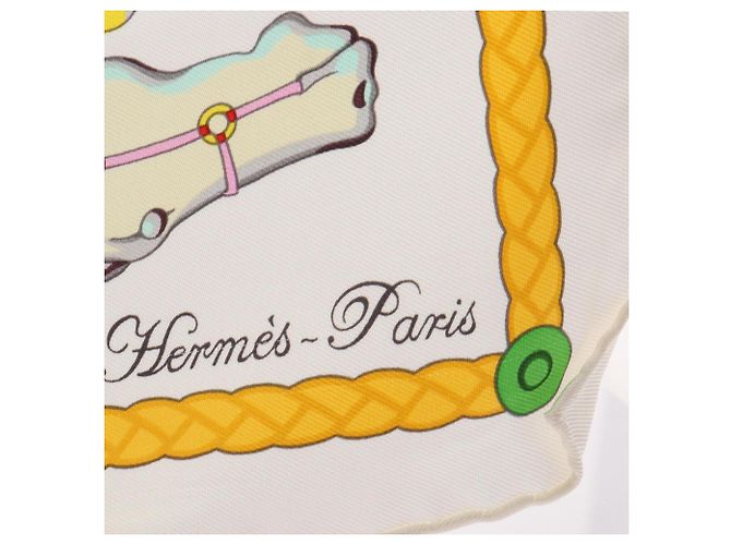 Hermès Hermes Carre 90 Les Cannes Seidentuch Weiß Mehrfarben - Ansicht 4